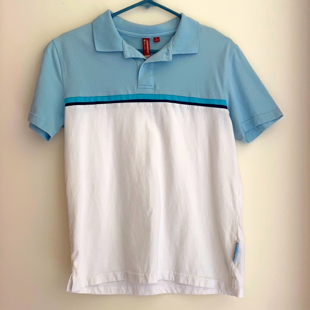 Blue/white polo shirt slim fit Small